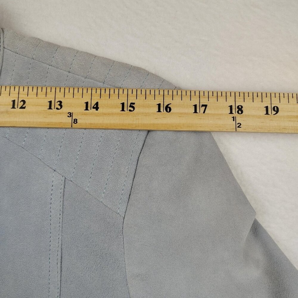 Neiman Marcus The Leather Collection Moto Jacket Womens sz L Gray Biker Pockets - Picture 8 of 9